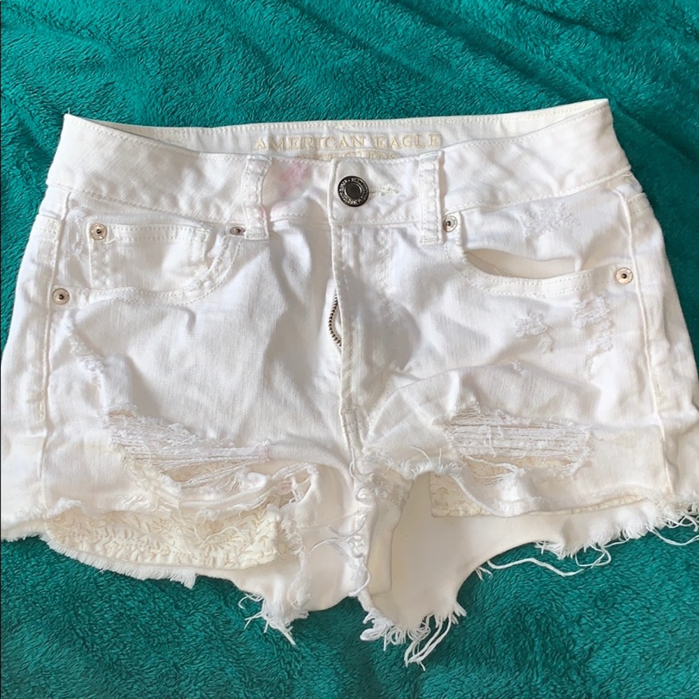 White Ripped Jean Shorts